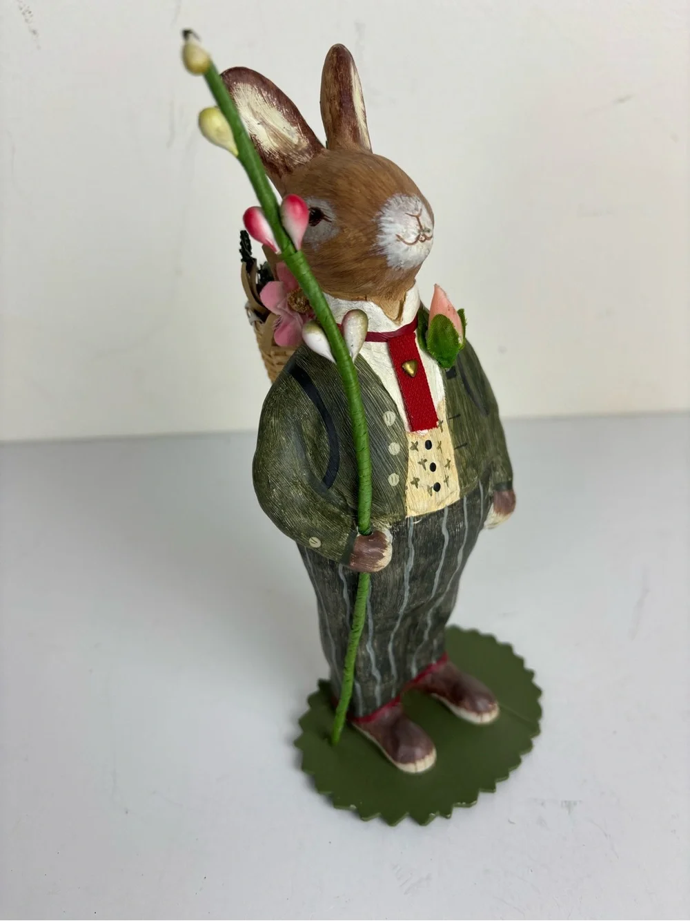 Hallmark Heirloom Bunny by Crista Couch-Dapper Rabbit w basket-8”